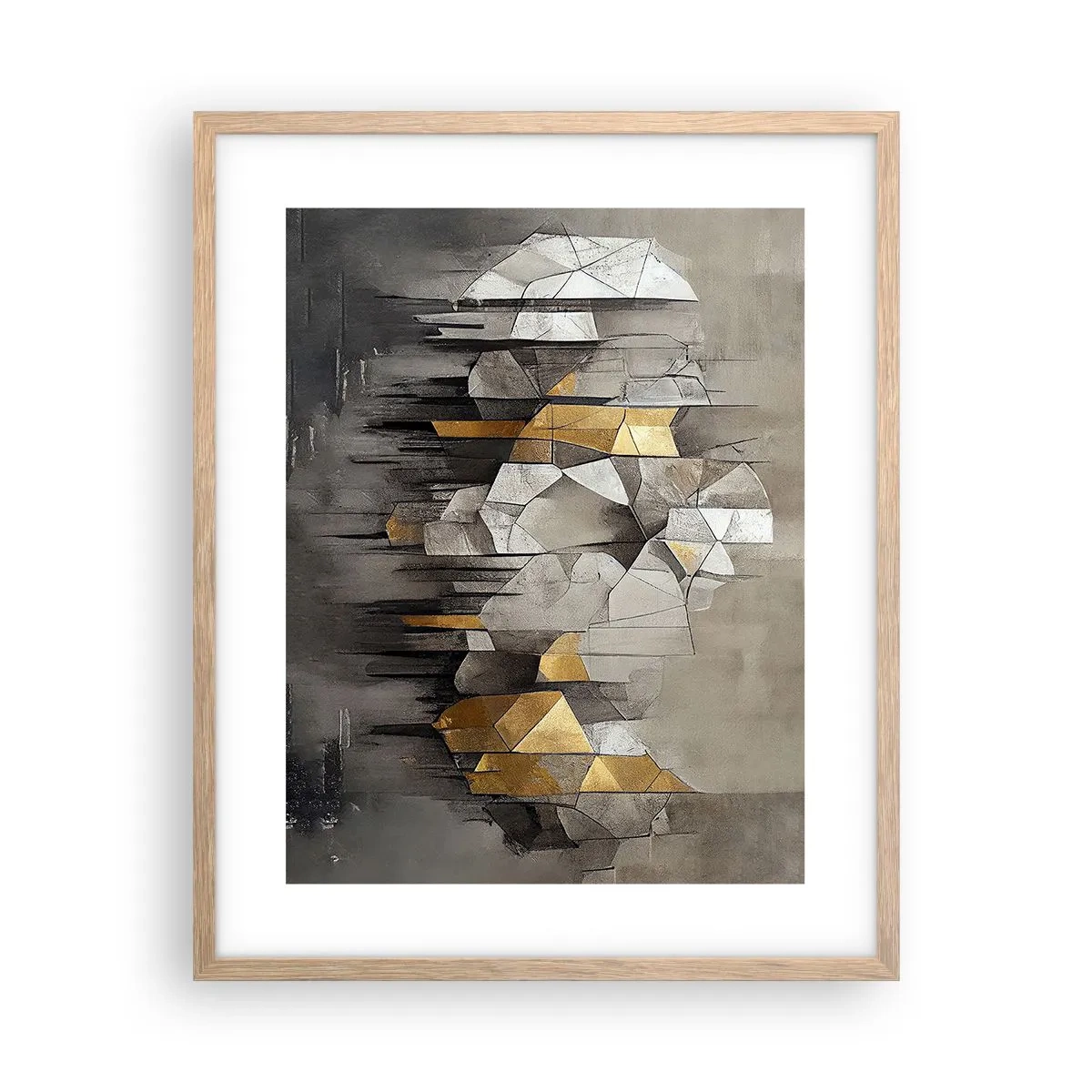 Affiche dans un chêne clair - Poster - Composition de glace et de lumière - 40x50 cm