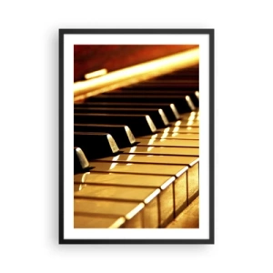 Affiche dans un cadre noir - Poster - Gros plan des touches du piano dans une lumière dorée - 50x70cm - Des possibilités infinies - Décoration murale moderne pour le salon et la chambre ARTTOR