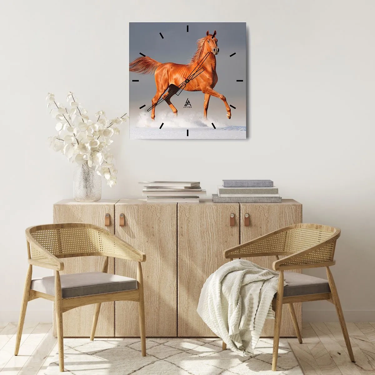 Horloge murale - Pendule murale - Un cheval au galop contre un ciel bleu - 30x30cm - La grâce dansante - Décoration murale moderne pour le salon et la chambre ARTTOR