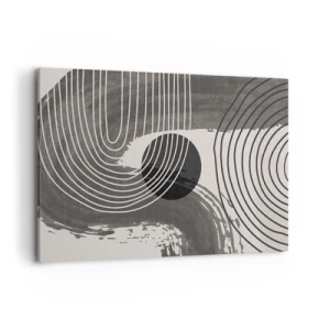 Impression sur toile - Image sur toile - Lignes géométriques et ovales dans des tons monochromes - 120x80cm - L'ovale gagne - Décoration murale moderne pour le salon et la chambre ARTTOR