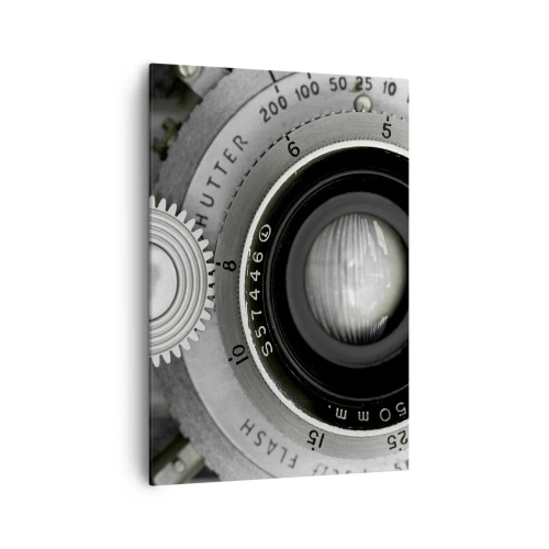 Impression sur toile - Image sur toile - L'objectif d'un vieil appareil photo - 70x100cm - Histoire d'Hollywood - Décoration murale moderne pour le salon et la chambre ARTTOR