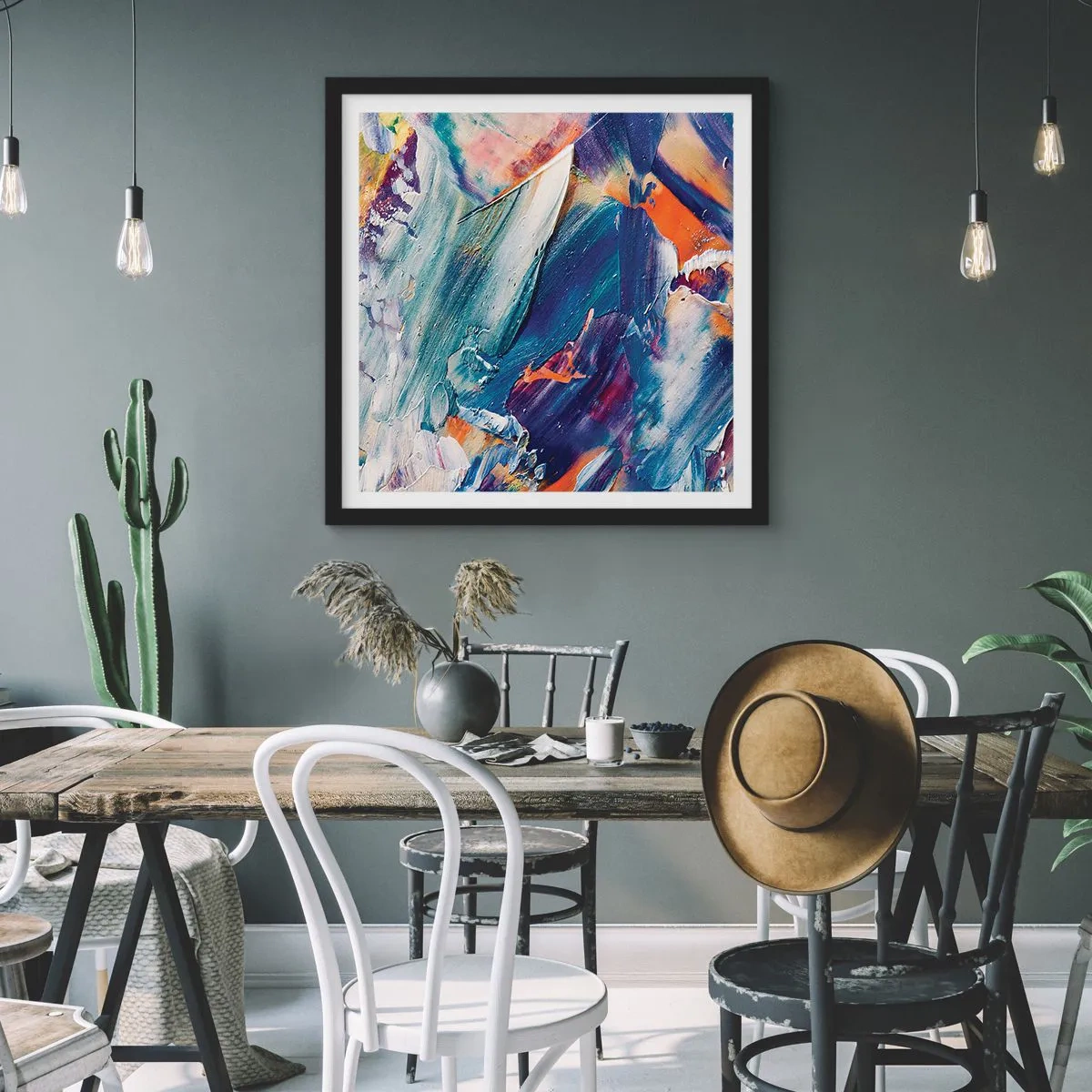 Affiche dans un cadre noir - Poster - Confusion des couleurs - 60x60 cm