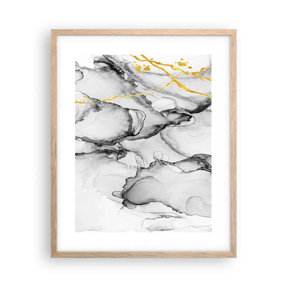 Affiche dans un chêne clair - Poster - Composition à motif or - 40x50 cm