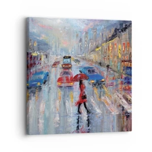 Impression sur toile - Image sur toile - Après-midi pluvieux en ville - 30x30 cm