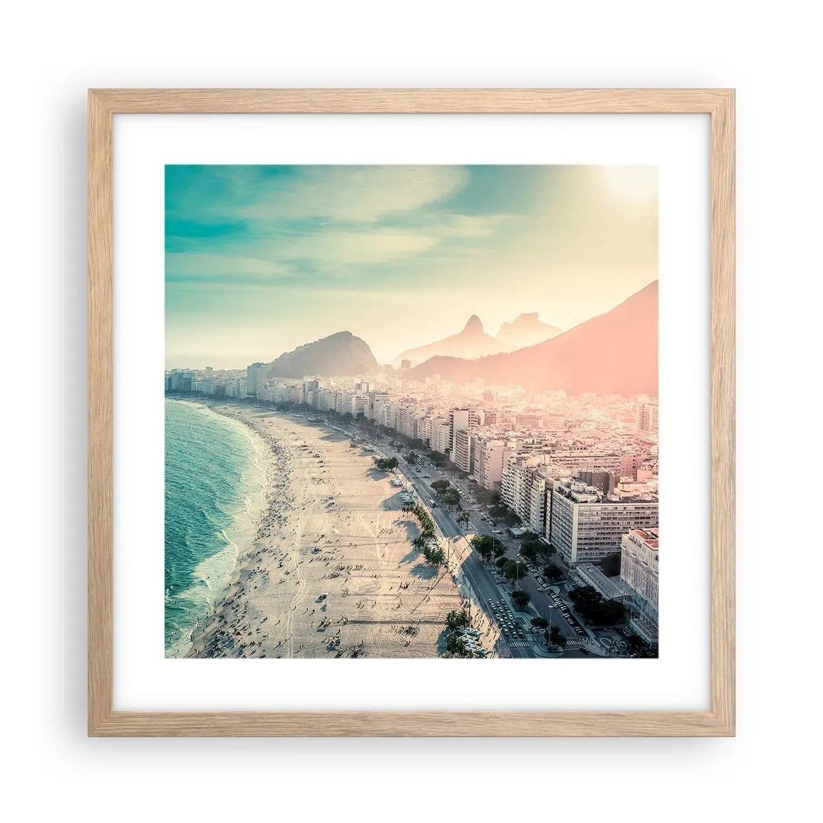 Affiche dans un chêne clair - Poster - Vacances éternelles à Rio - 40x40 cm