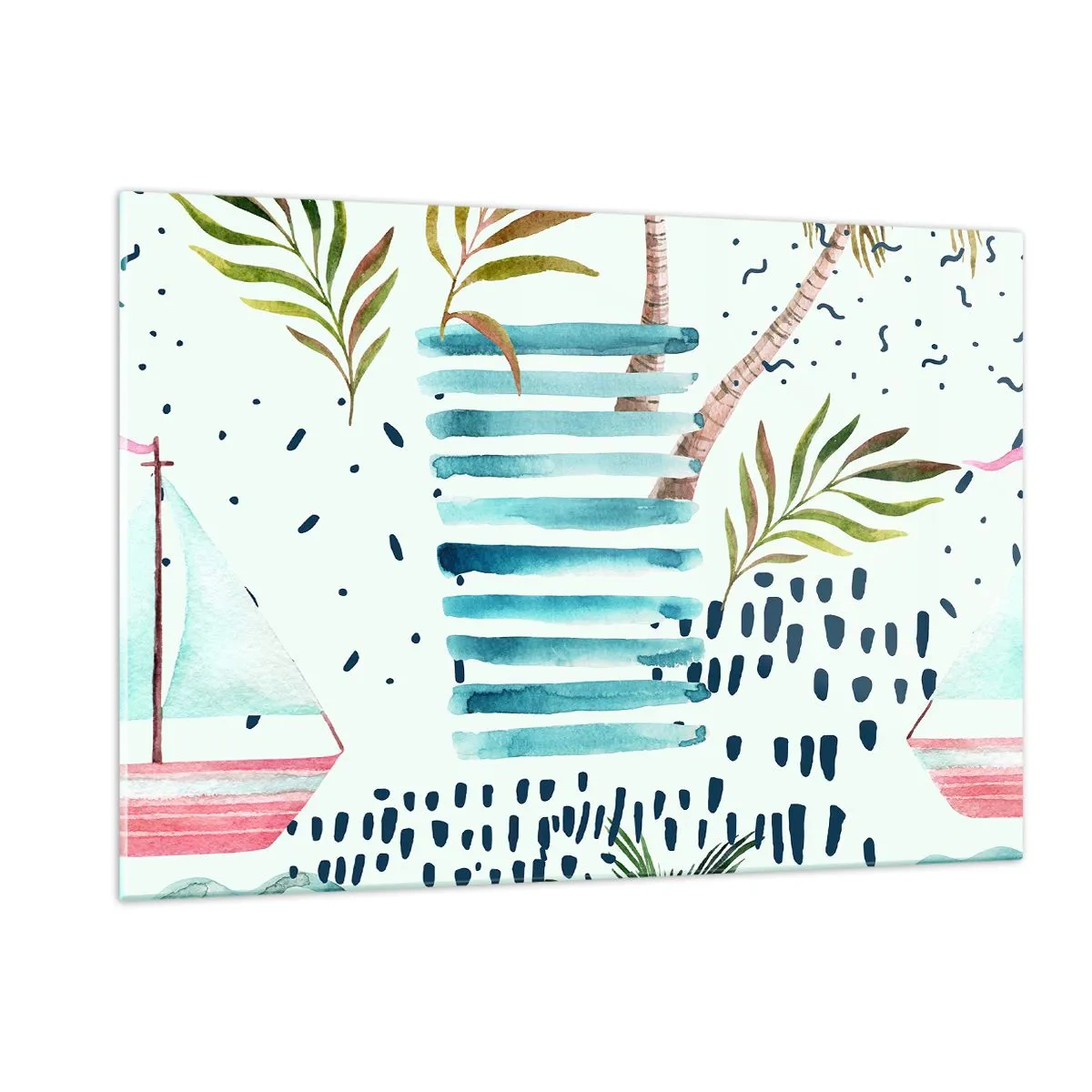 Impression sur verre - Image sur verre - Des vacances sous les palmiers - 120x80cm - Des vacances sous les palmiers - Décoration murale moderne pour le salon et la chambre ARTTOR