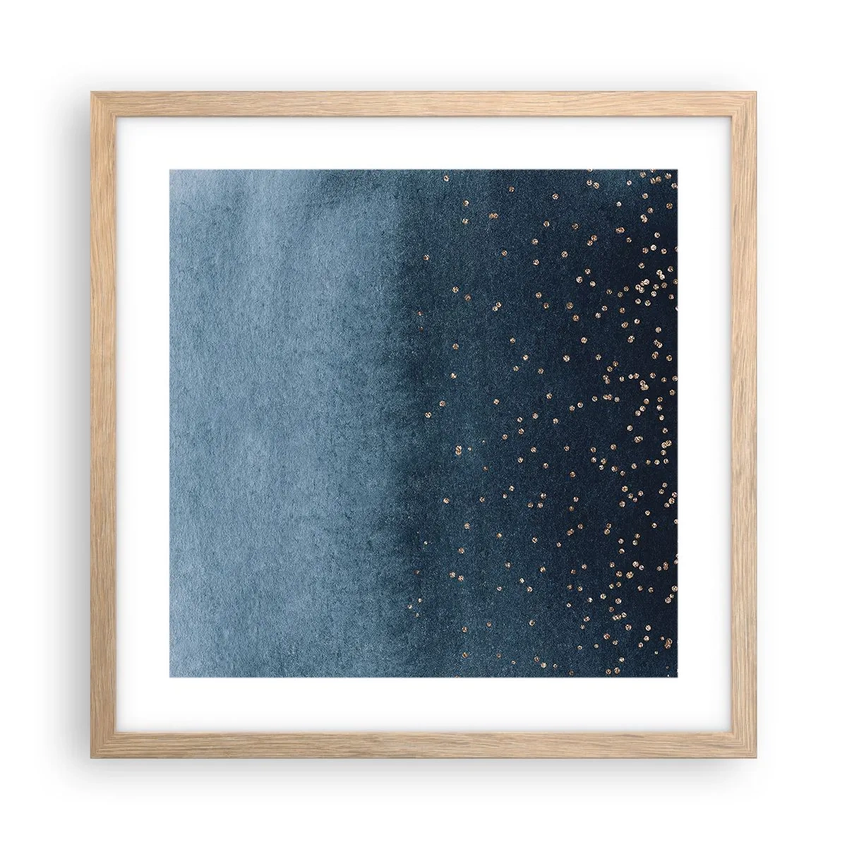 Affiche dans un chêne clair - Poster - Composition - phases bleues - 40x40 cm