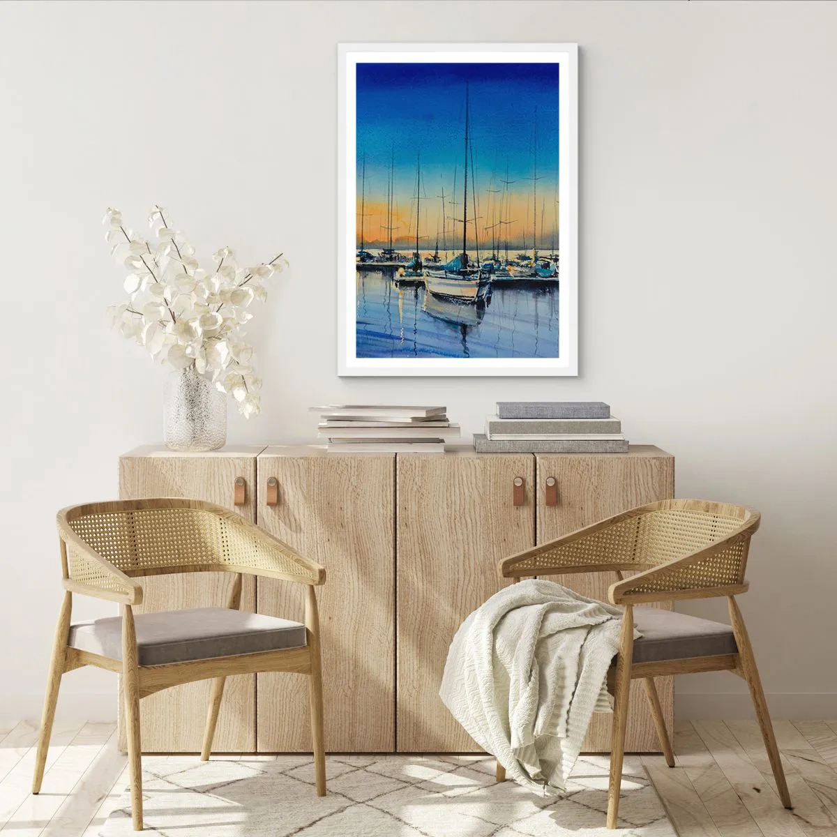Affiche dans un cadre blanc - Poster - Fin d'une belle journée - 30x40 cm