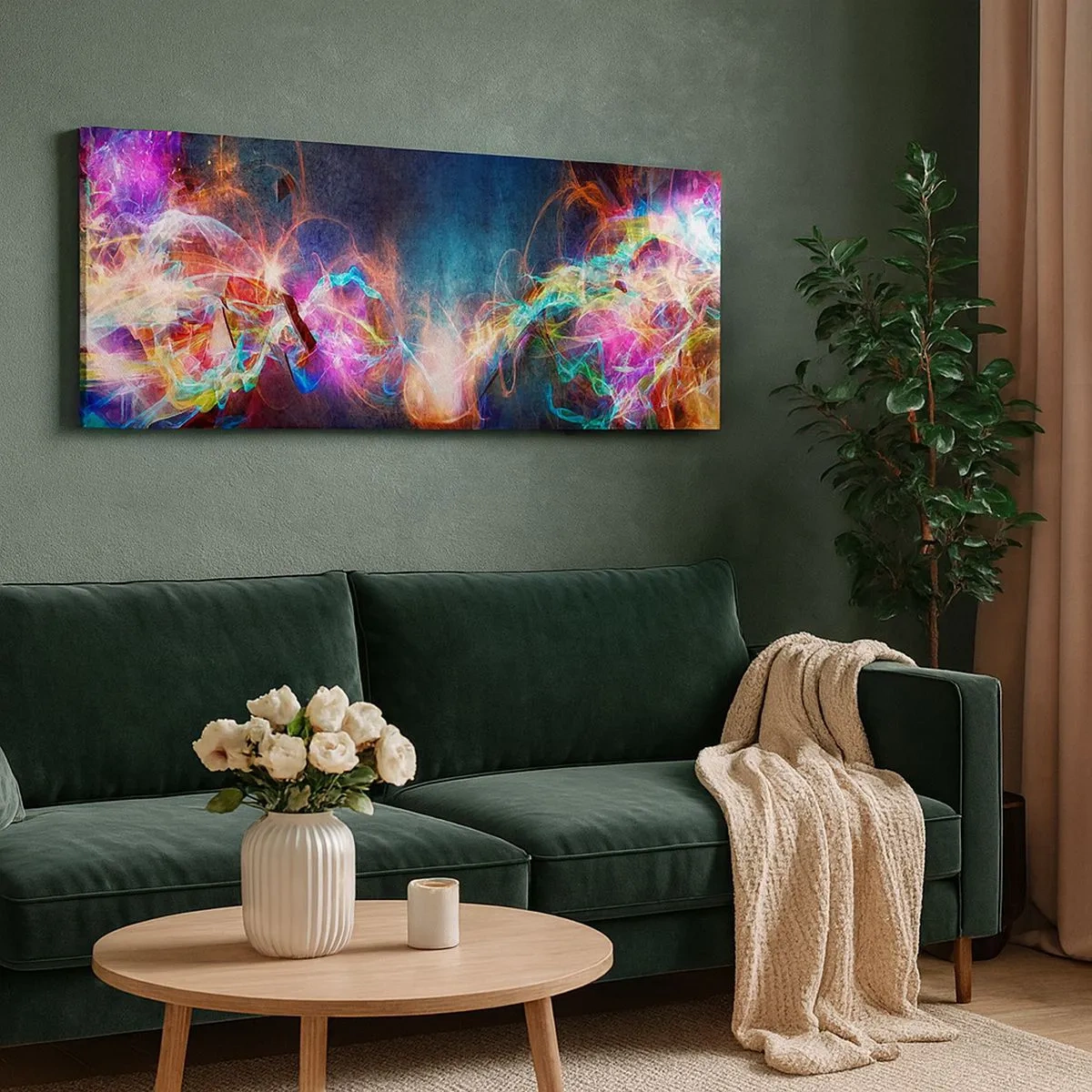 Impression sur toile - Image sur toile - Joyeusement contre l'obscurité - 100x40 cm