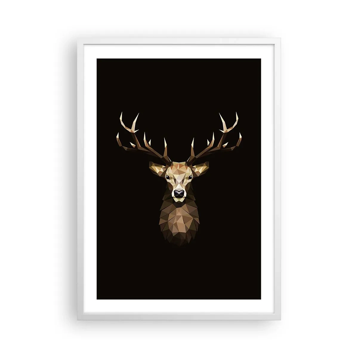 Affiche dans un cadre blanc - Poster - Cerf cubique - 50x70 cm