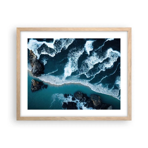 Affiche dans un chêne clair - Poster - Enveloppé par les vagues - 50x40 cm