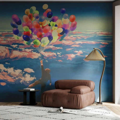 Papier Peint Photo Premium Sand - Un rêve d'enfant devenu réalité - Pour les enfants, Ballons colorés, Abstraction - 350x256 cm