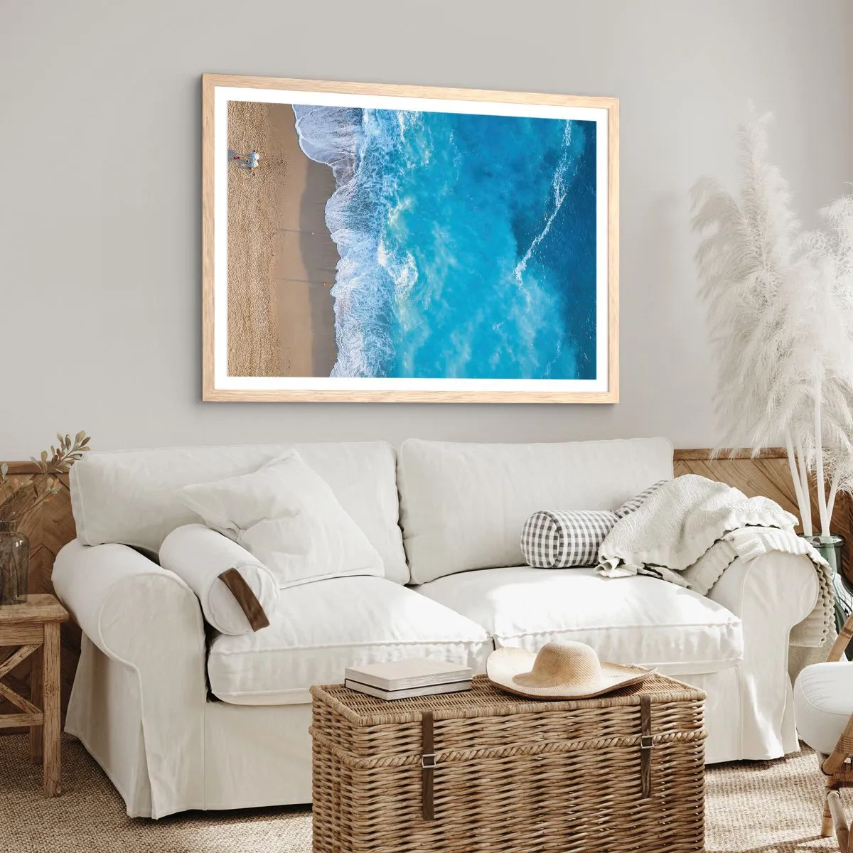 Affiche dans un chêne clair - Poster - La force du bleu - 100x70 cm