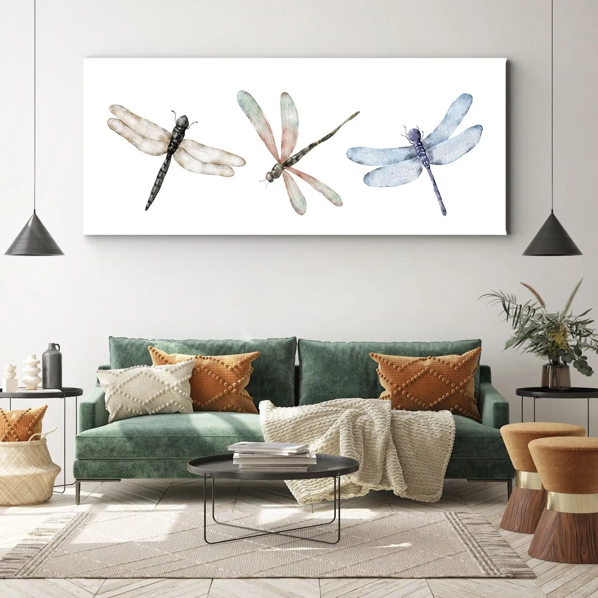 Impression sur toile - Image sur toile - Libellules en apesanteur - 100x40 cm