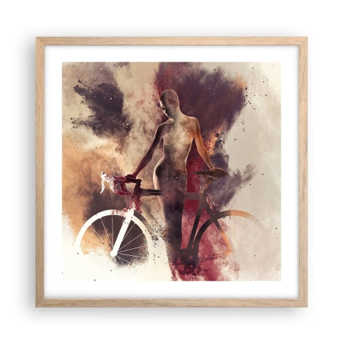 Affiche dans un chêne clair - Poster - Une âme de vélo aux formes marbrées - 50x50 cm