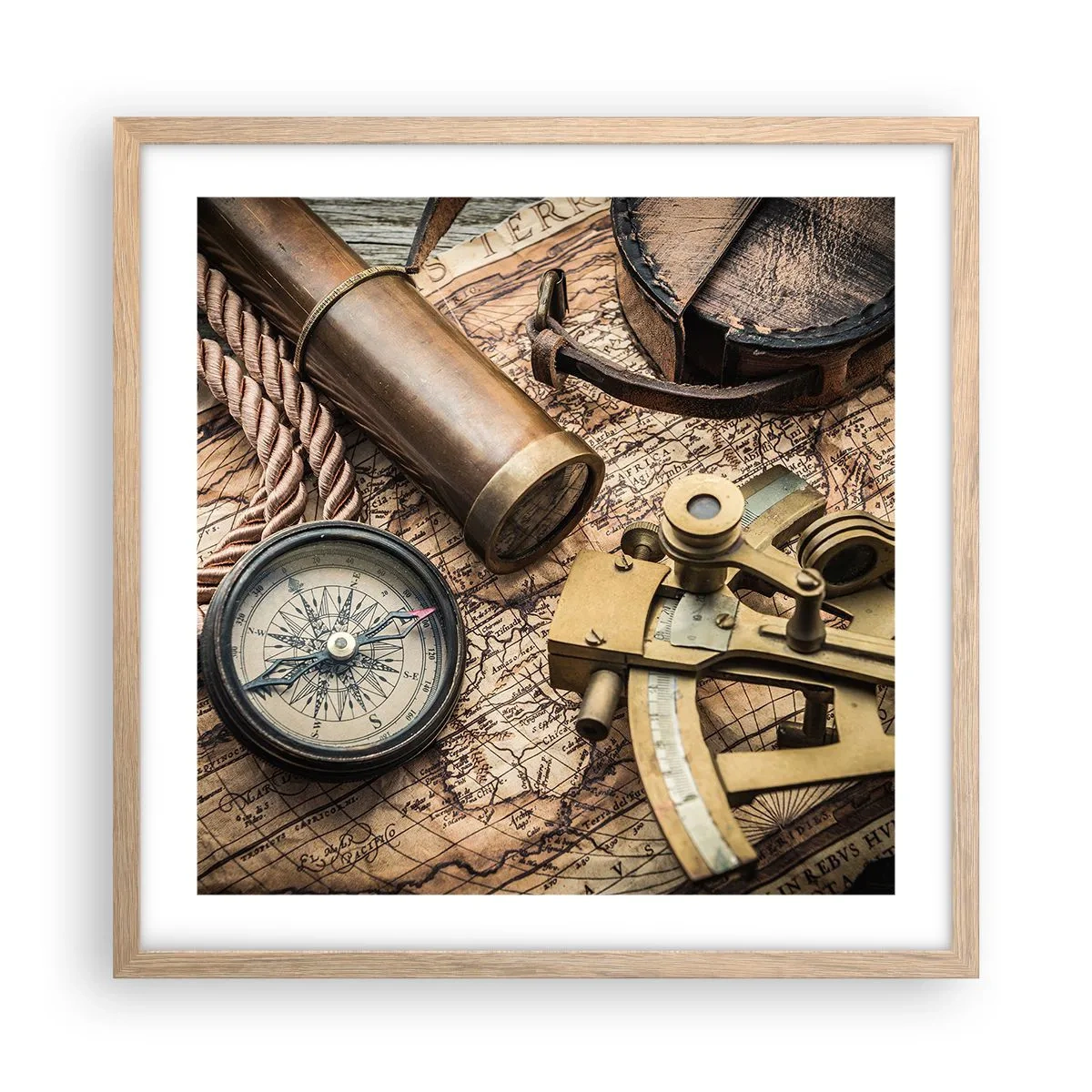 Affiche dans un chêne clair - Poster - Fixer un cap - 50x50 cm