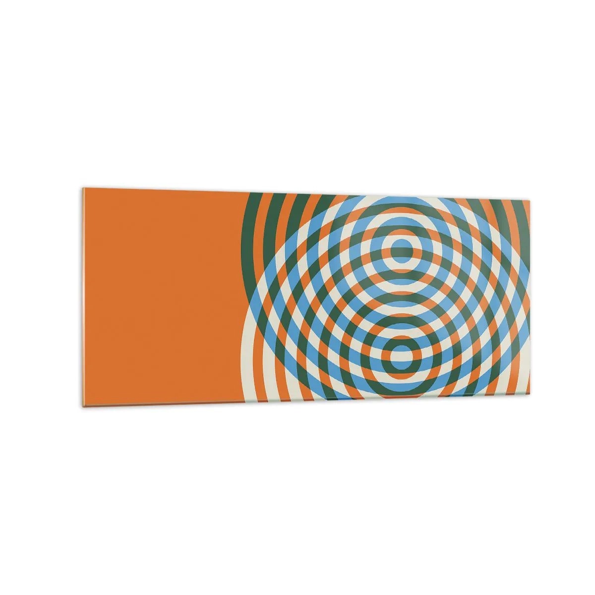 Impression sur verre - Image sur verre - Cercles concentriques sur fond orange - 120x50cm - Variation circulaire abstraite - Décoration murale moderne pour le salon et la chambre ARTTOR