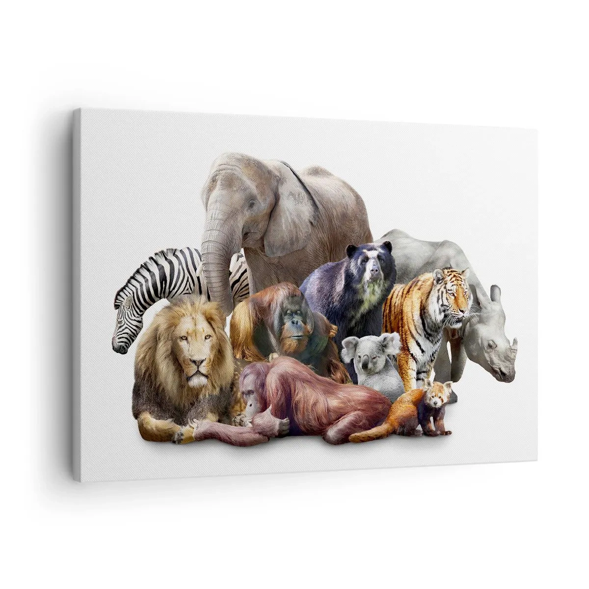 Impression sur toile - Image sur toile - Une variété d'animaux sauvages dans une composition de groupe - 70x50cm - Photographie de famille africaine - Décoration murale moderne pour le salon et la chambre ARTTOR