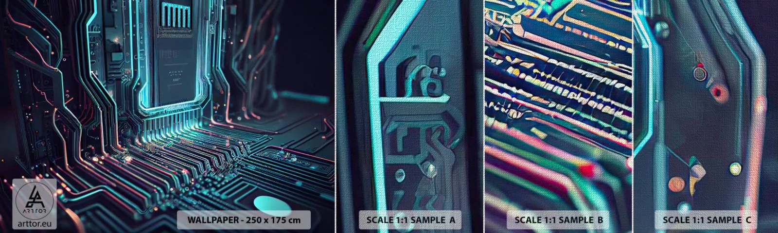 Échantillon de Papier Peint Premium Canvas - Je pense comme ça… - Technologie, Ordinateur, Processeur - 100x30 cm