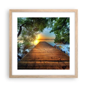 Affiche dans un chêne clair - Poster - Prenez votre temps, asseyez-vous - 40x40 cm