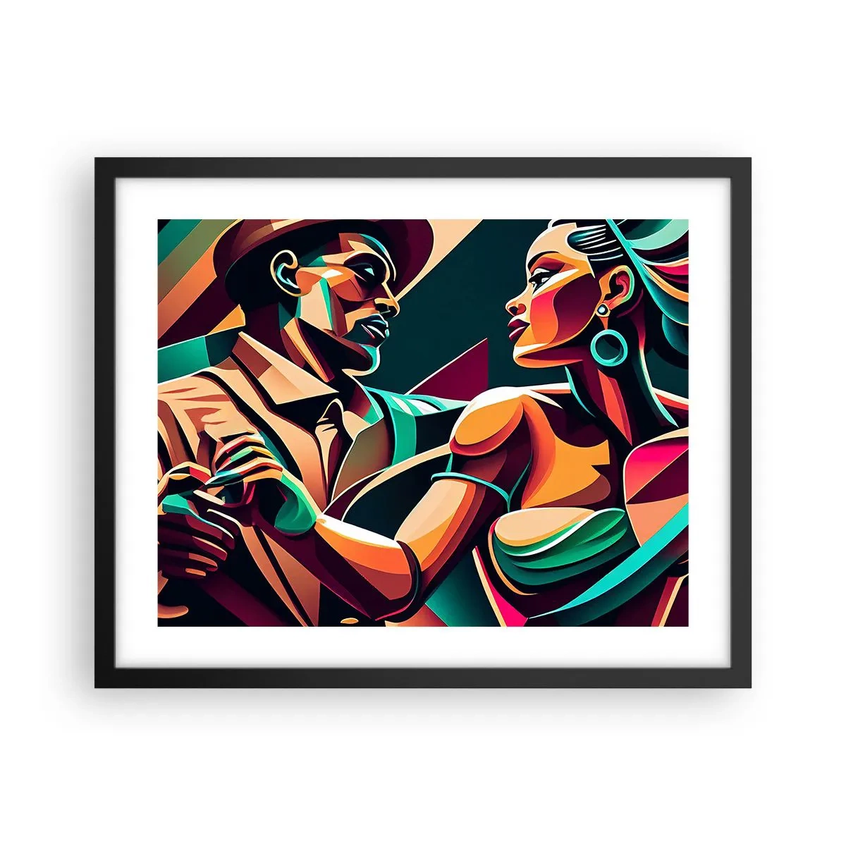 Affiche dans un cadre noir - Poster - Au rythme du coeur - 50x40 cm