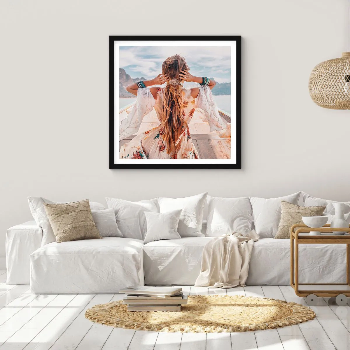 Affiche dans un cadre noir - Poster - En route vers le bonheur - 60x60 cm