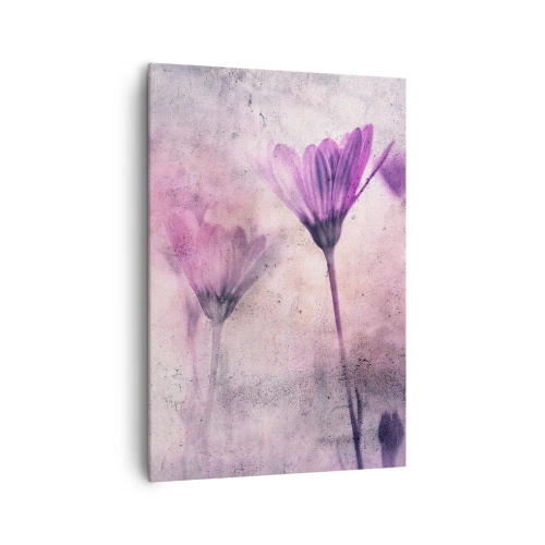Impression sur toile - Image sur toile - Fleurs délicates dans des tons violets sur fond clair - 70x100cm - Rêve de fleurs - Décoration murale moderne pour le salon et la chambre ARTTOR