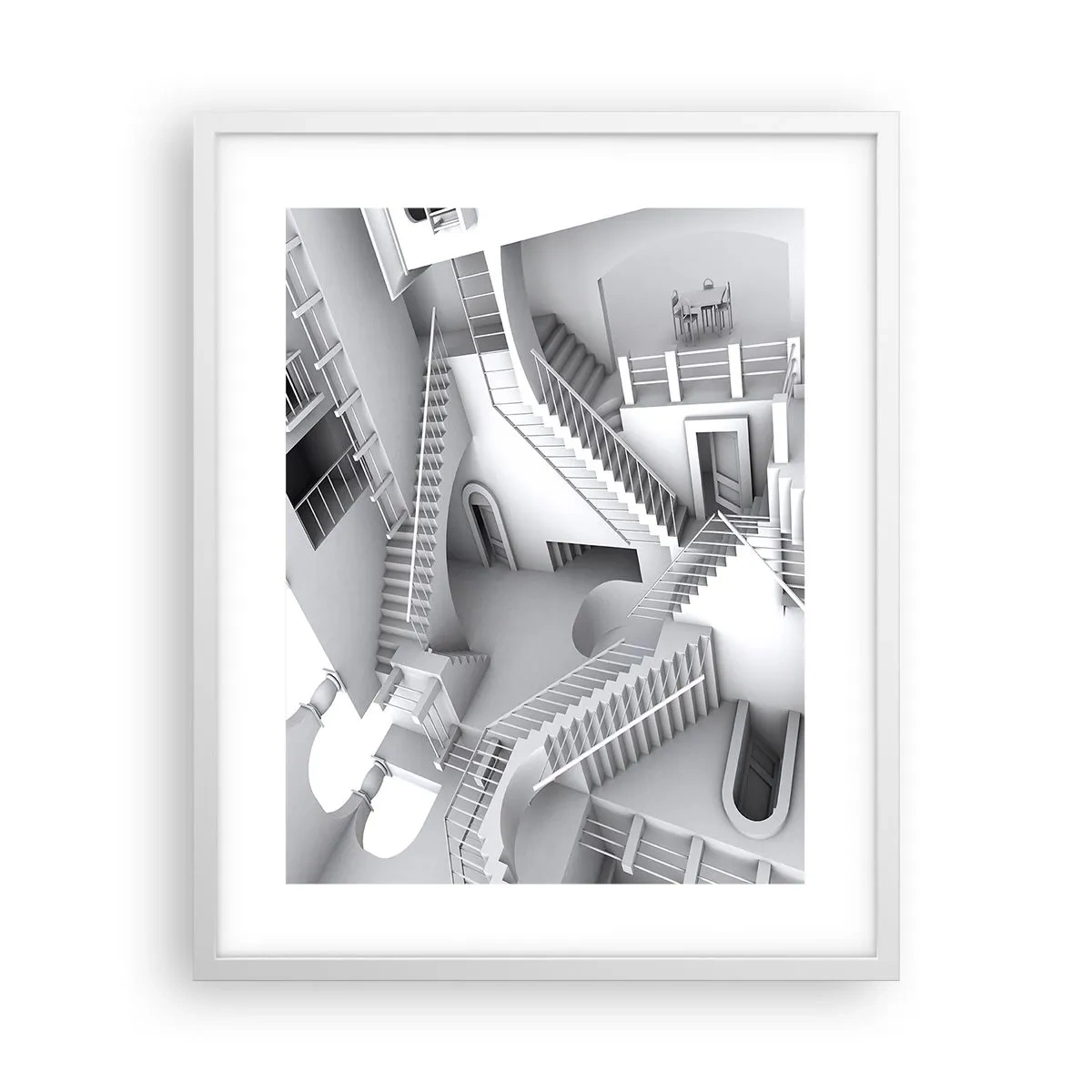 Affiche dans un cadre blanc - Poster - Paradoxes spatiaux - 40x50 cm