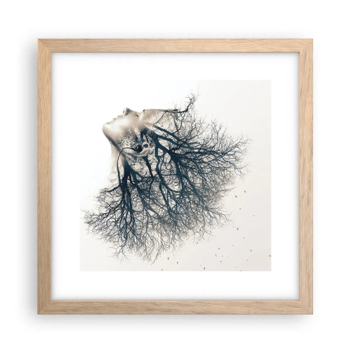Affiche dans un chêne clair - Poster - Écouter le murmure des arbres - 30x30 cm