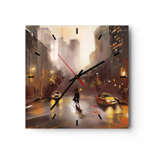 Horloge murale - Pendule murale - Dans les lumières de New-York - 40x40 cm