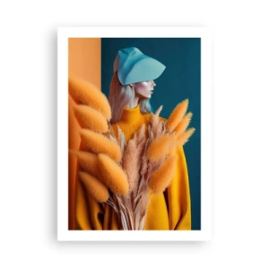 Affiche - Poster - Un portrait moderne d'une femme aux couleurs chaudes - 50x70cm - Portrait moelleux - Décoration murale moderne pour le salon et la chambre ARTTOR