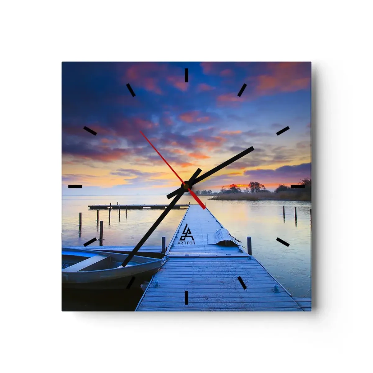 Horloge murale - Pendule murale - Calme violet-doré - 40x40 cm