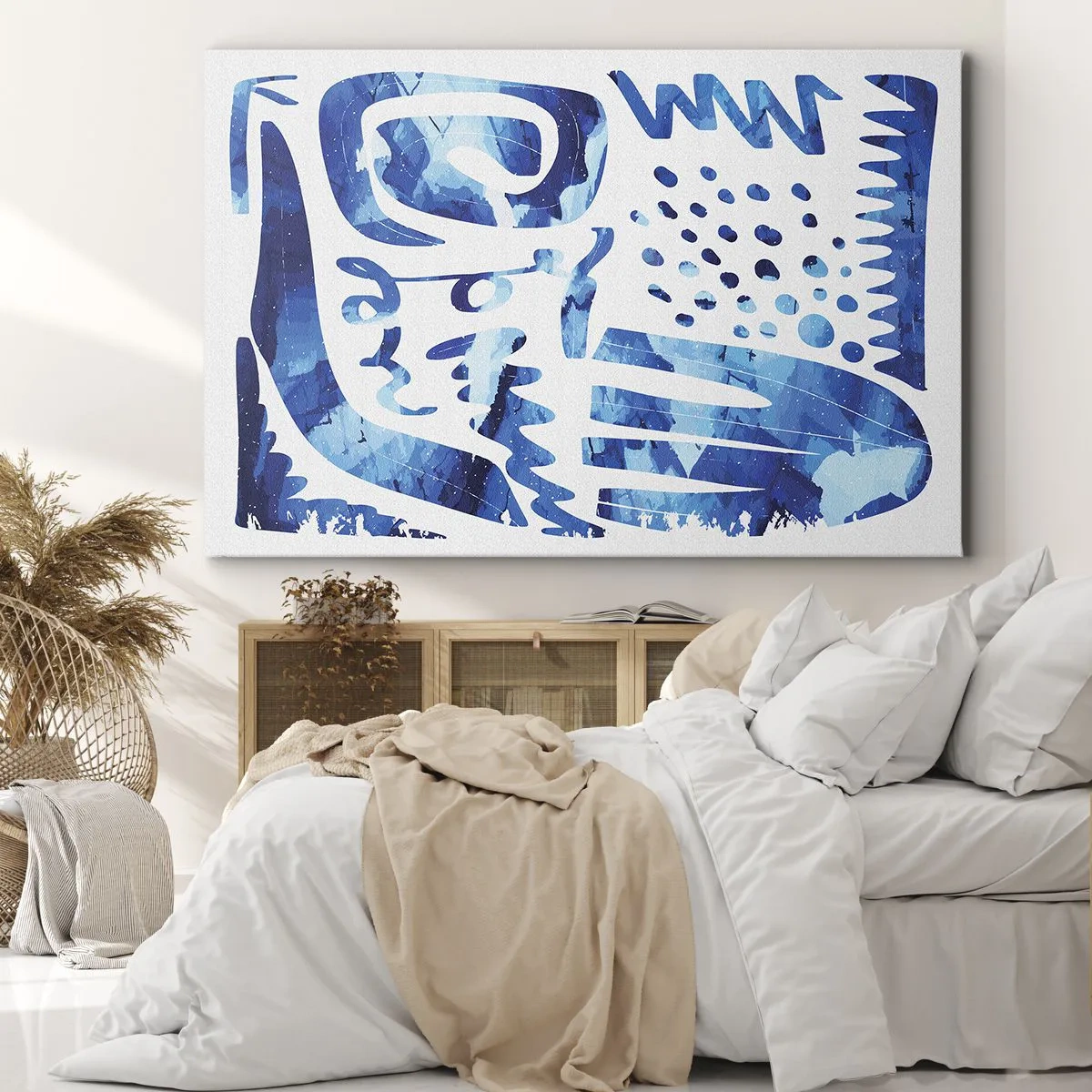 Impression sur toile - Image sur toile - Motif abstrait dans les tons de bleu - 70x50cm - Retour aux racines - Décoration murale moderne pour le salon et la chambre ARTTOR