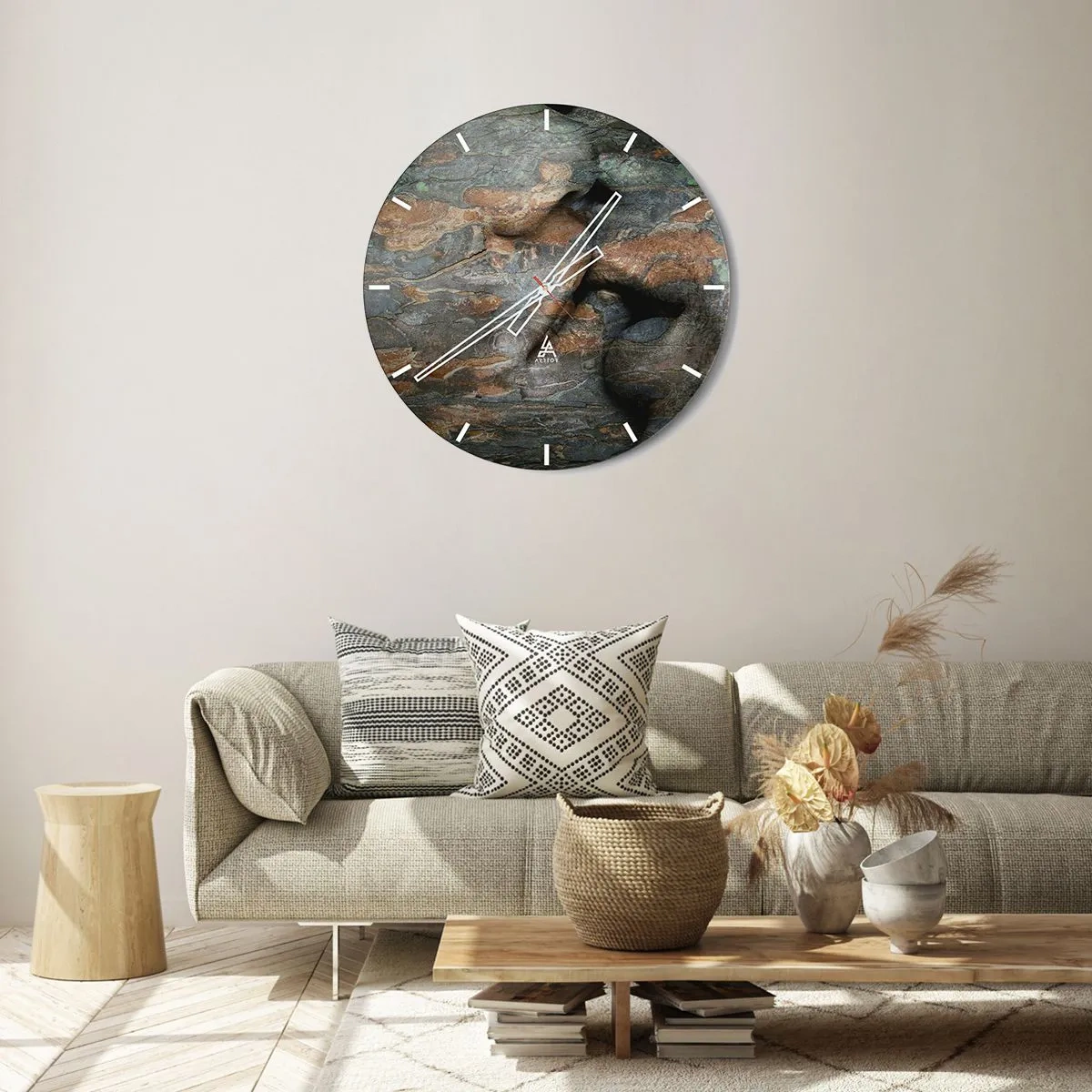 Horloge murale - Pendule murale - Gros plan sur la texture naturelle du bois - 30x30cm - Ensemble pour toujours - Décoration murale moderne pour le salon, la cuisine et la chambre ARTTOR