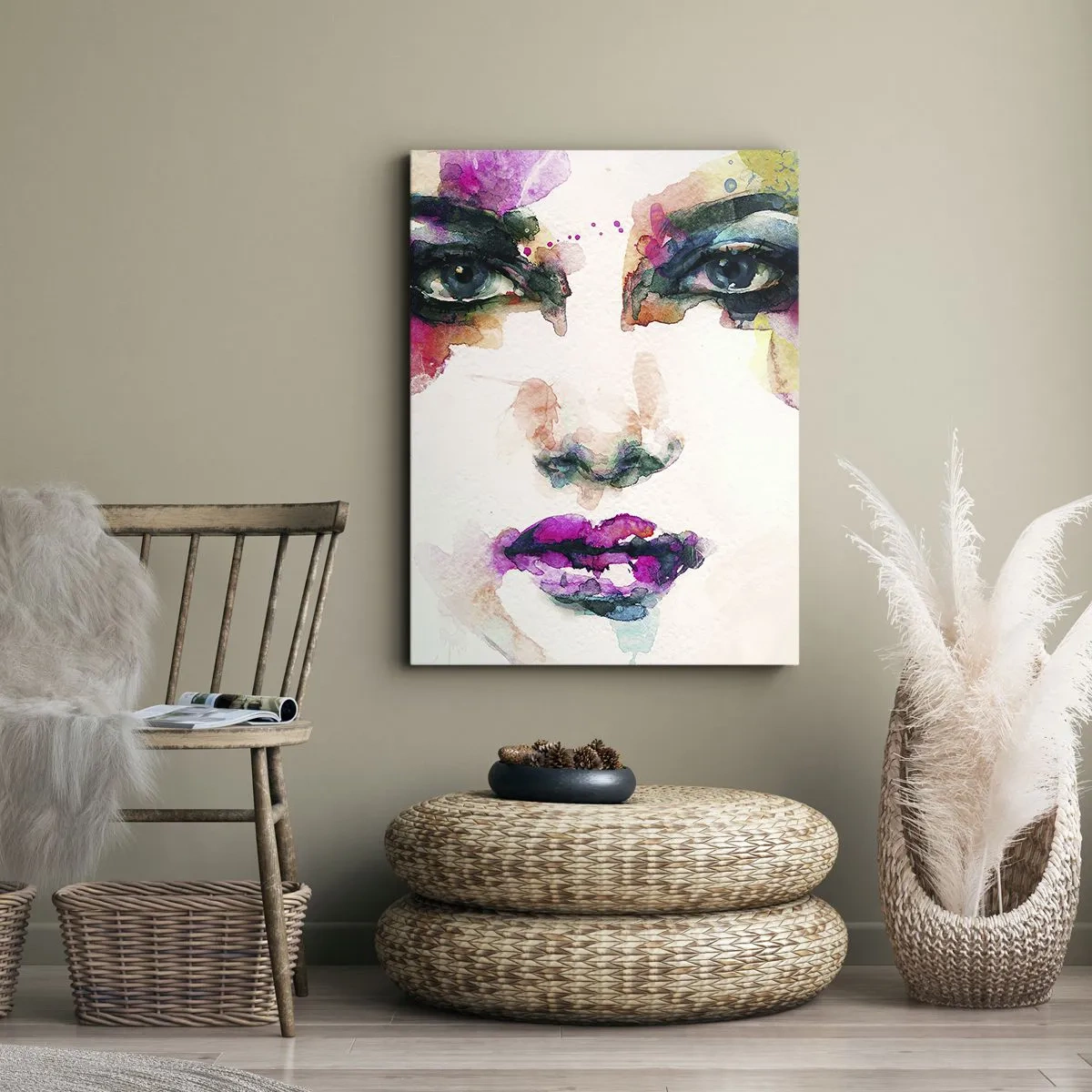 Impression sur toile - Image sur toile - Un portrait peint avec un arc-en-ciel - 65x120 cm