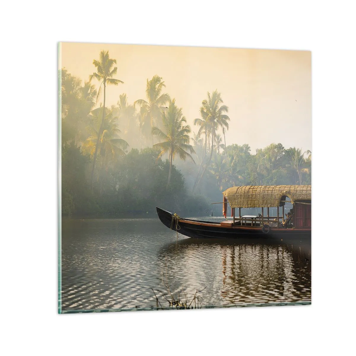 Impression sur verre - Image sur verre - Maison sur la rivière - 40x40 cm