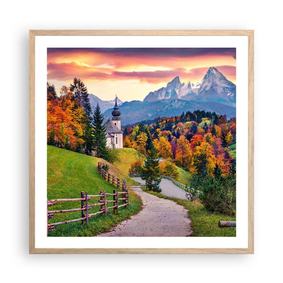 Affiche dans un chêne clair - Poster - Paysage comme peind - 60x60 cm