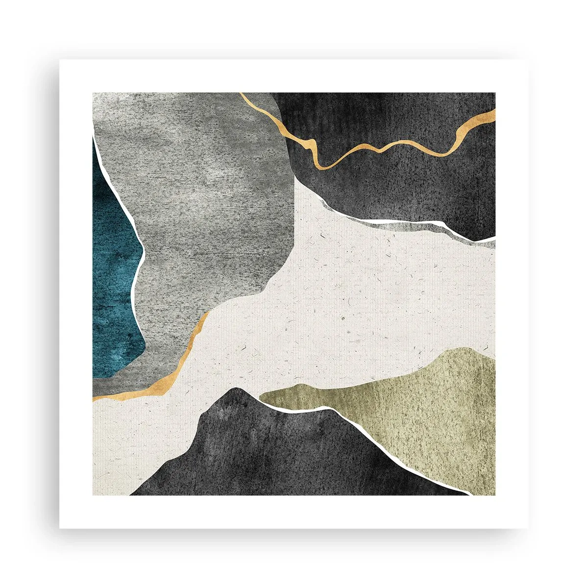 Affiche - Poster - Composition mosaïque avec un fil d'or - 50x50 cm