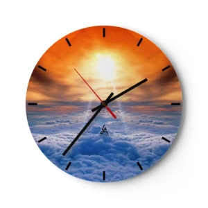 Horloge murale - Pendule murale - Lever de soleil au-dessus des nuages aux couleurs chaudes - 30x30cm - Paysage mystique - Décoration murale moderne pour le salon, la cuisine et la chambre ARTTOR
