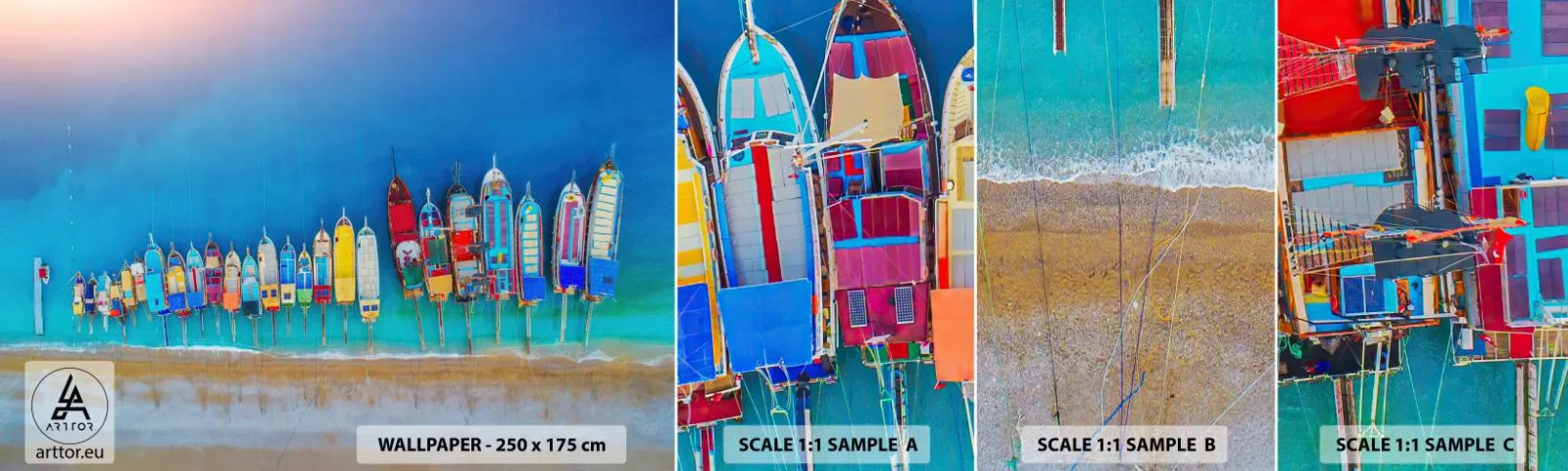 Échantillon De Papier Peint Standard Eco - Une vue à vol d'oiseau - Paysage, Plage, Mer - 100x30 cm