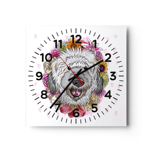 Horloge murale - Pendule murale - La joie du chiot - 30x30 cm