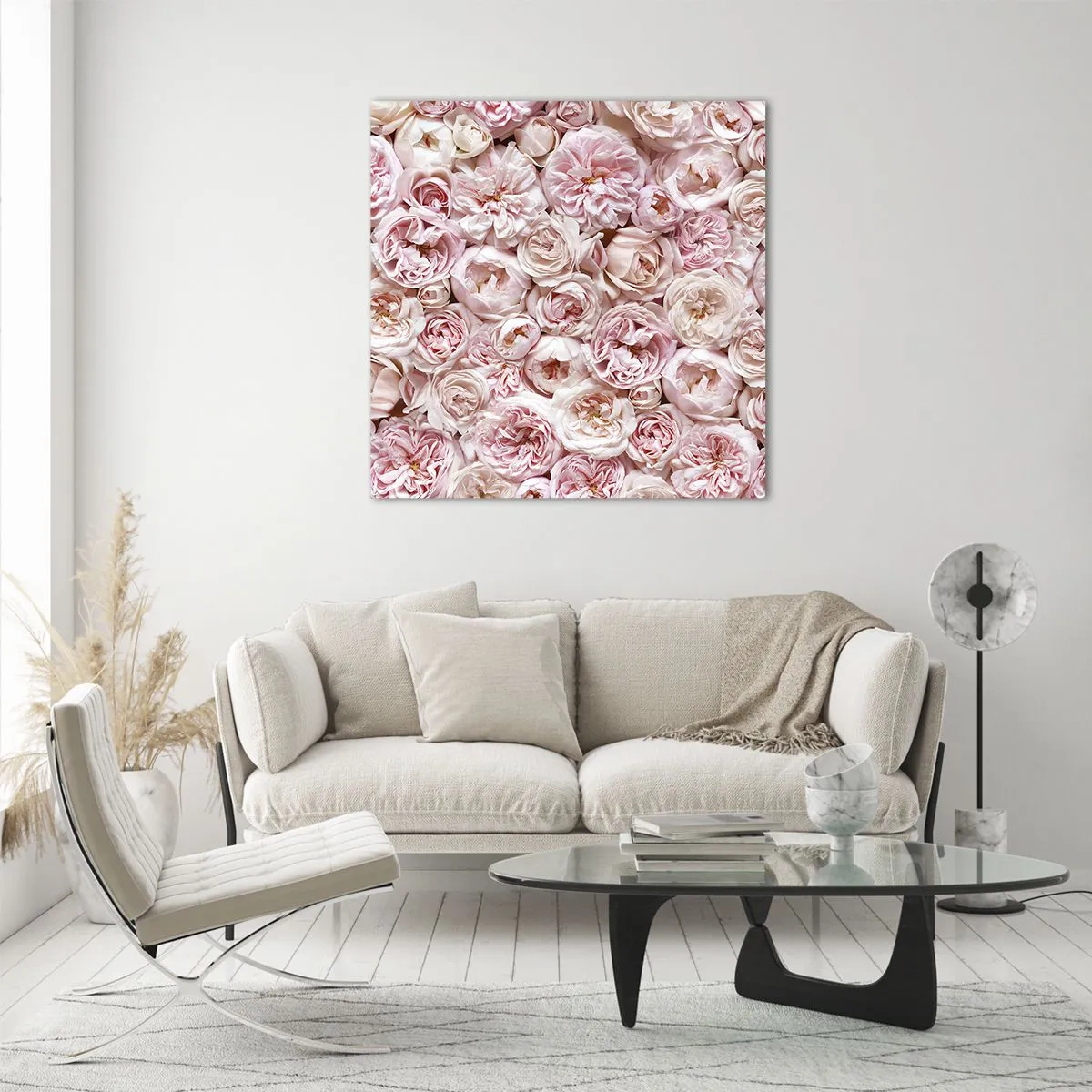 Impression sur verre - Image sur verre - Un lit de roses - 40x40 cm