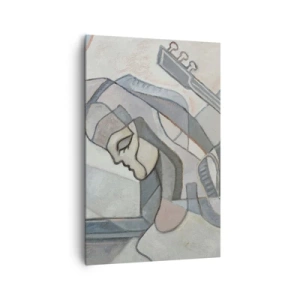 Impression sur toile - Image sur toile - Une figure abstraite avec une guitare aux couleurs pastel. - 80x120cm - Au pouvoir de la musique - Décoration murale moderne pour le salon et la chambre ARTTOR