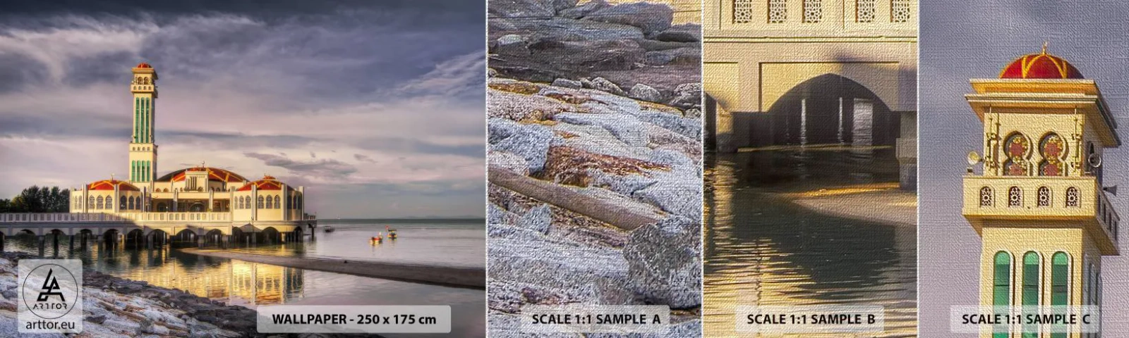 Échantillon de Papier Peint Premium Canvas - Temple de la nature - Architecture, Malaisie, Paysage - 100x30 cm