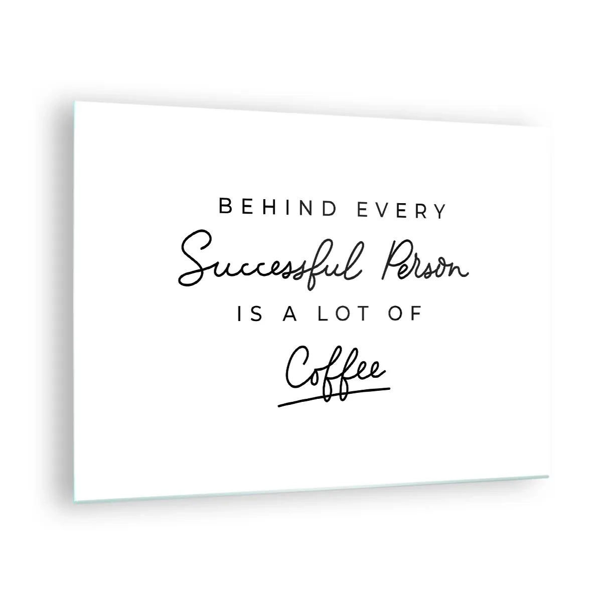Impression sur verre - Image sur verre - Une citation motivante sur le succès et le café dans un style minimaliste. - 70x50cm - Secret du succès - Décoration murale moderne pour le salon et la chambre ARTTOR