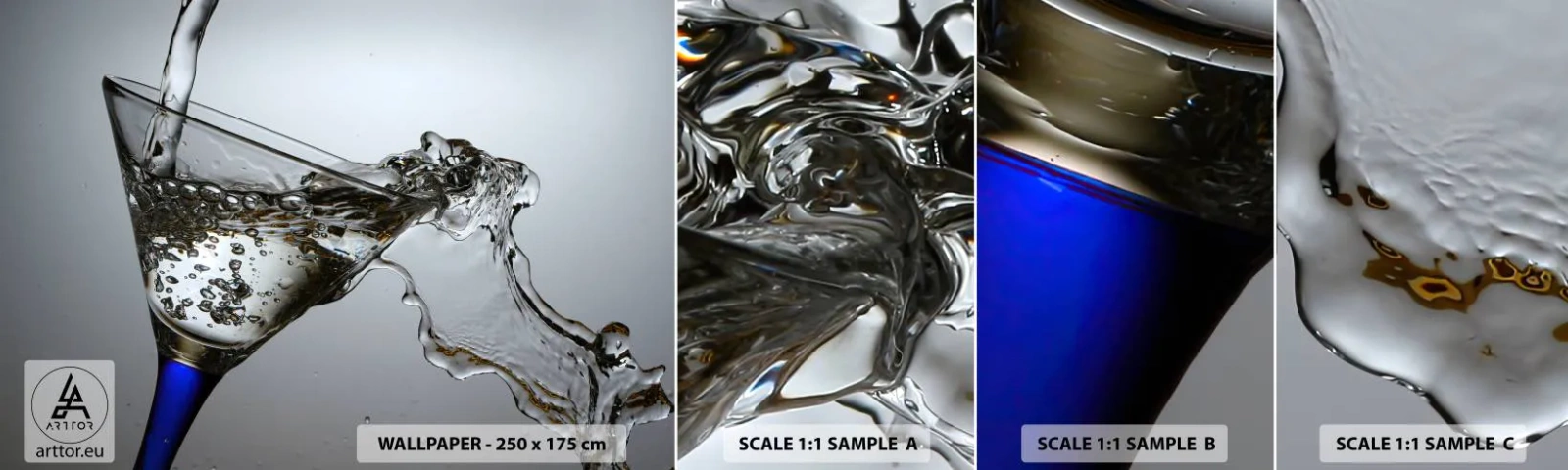 Échantillon De Papier Peint Standard Eco - Eau cristalline dans un verre cristal - Verre, Cocktail, La gastronomie - 100x30 cm