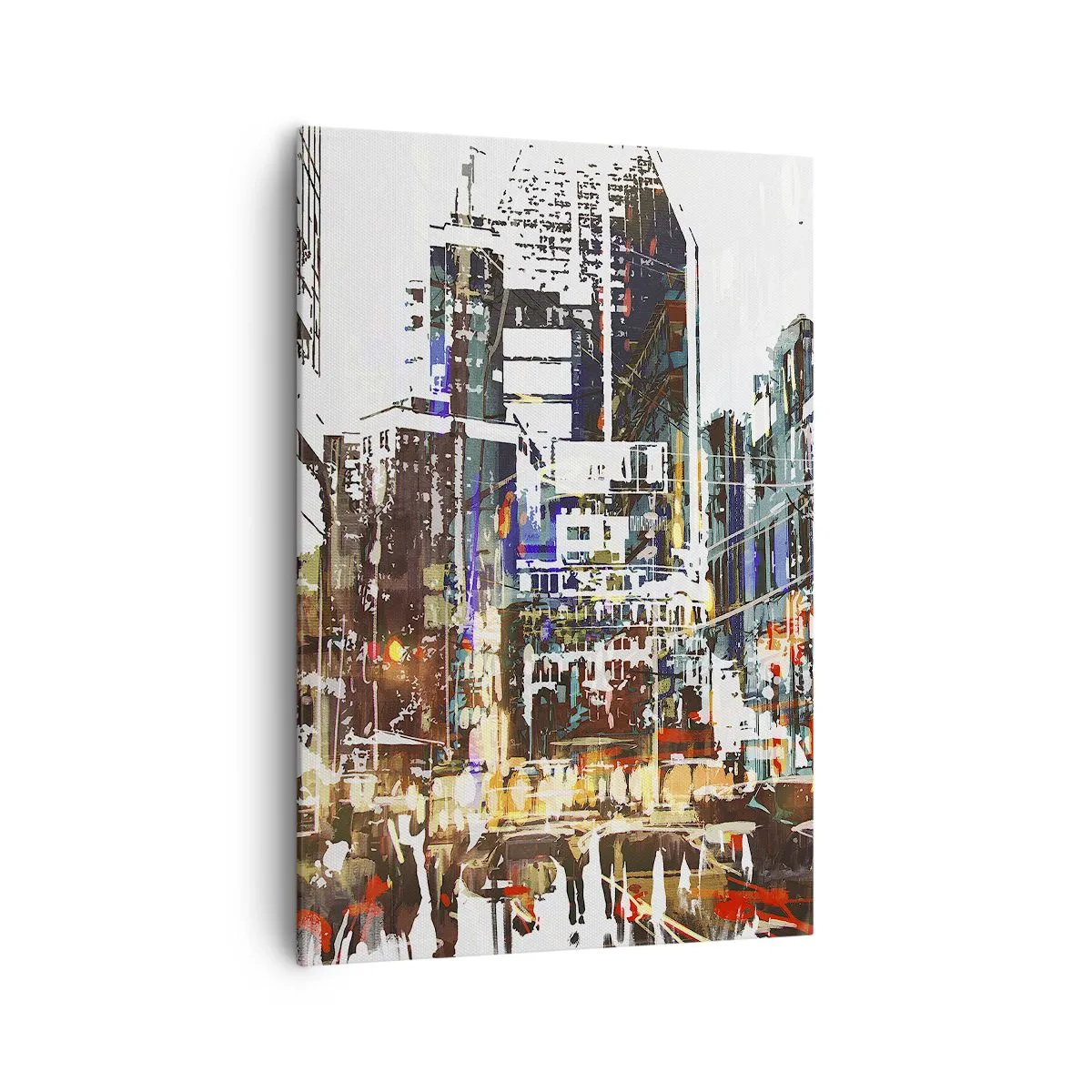 Impression sur toile - Image sur toile - Un paysage urbain moderne dans un style artistique - 70x100cm - Une ville chatoyante - Décoration murale moderne pour le salon et la chambre ARTTOR