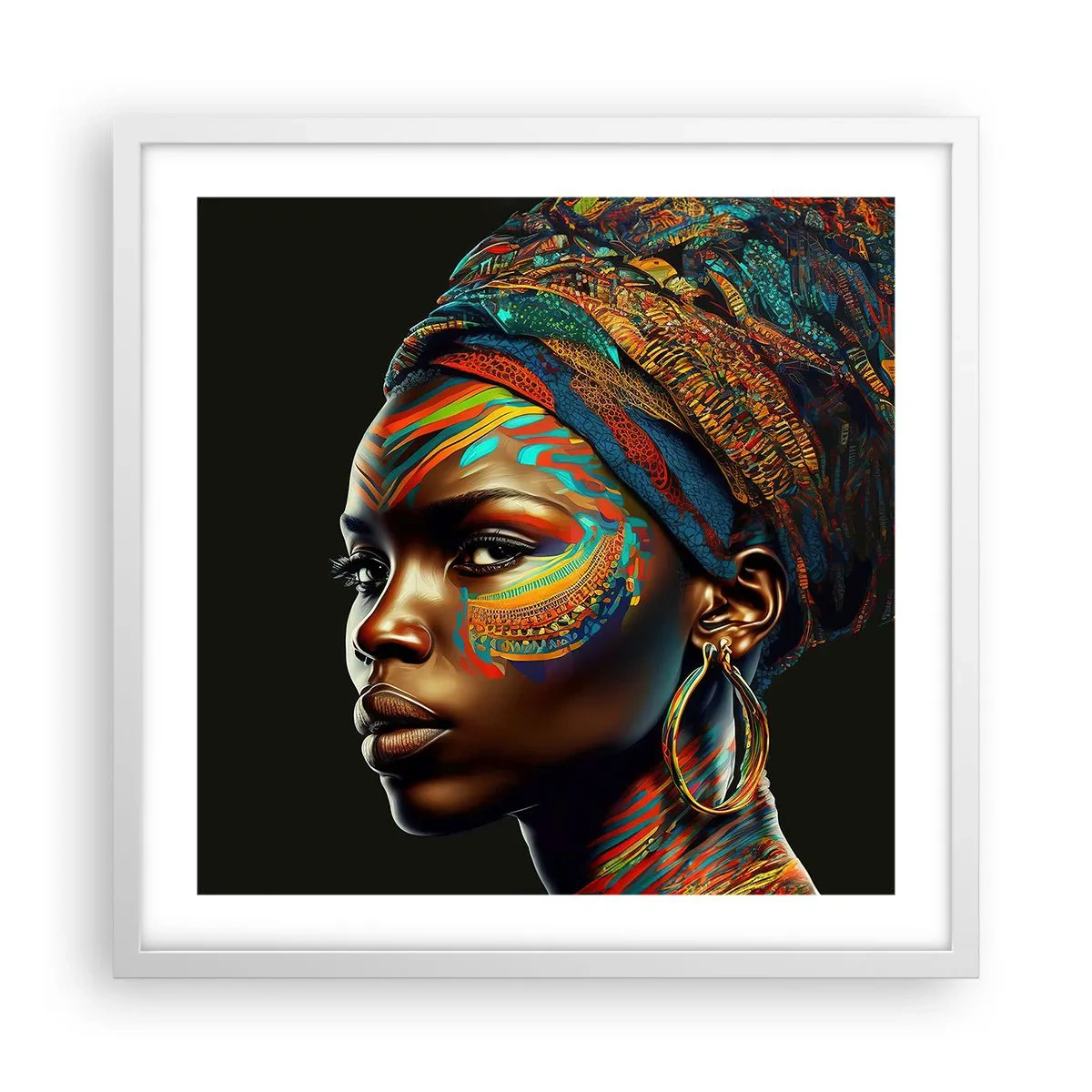Affiche dans un cadre blanc - Poster - reine africaine - 50x50 cm