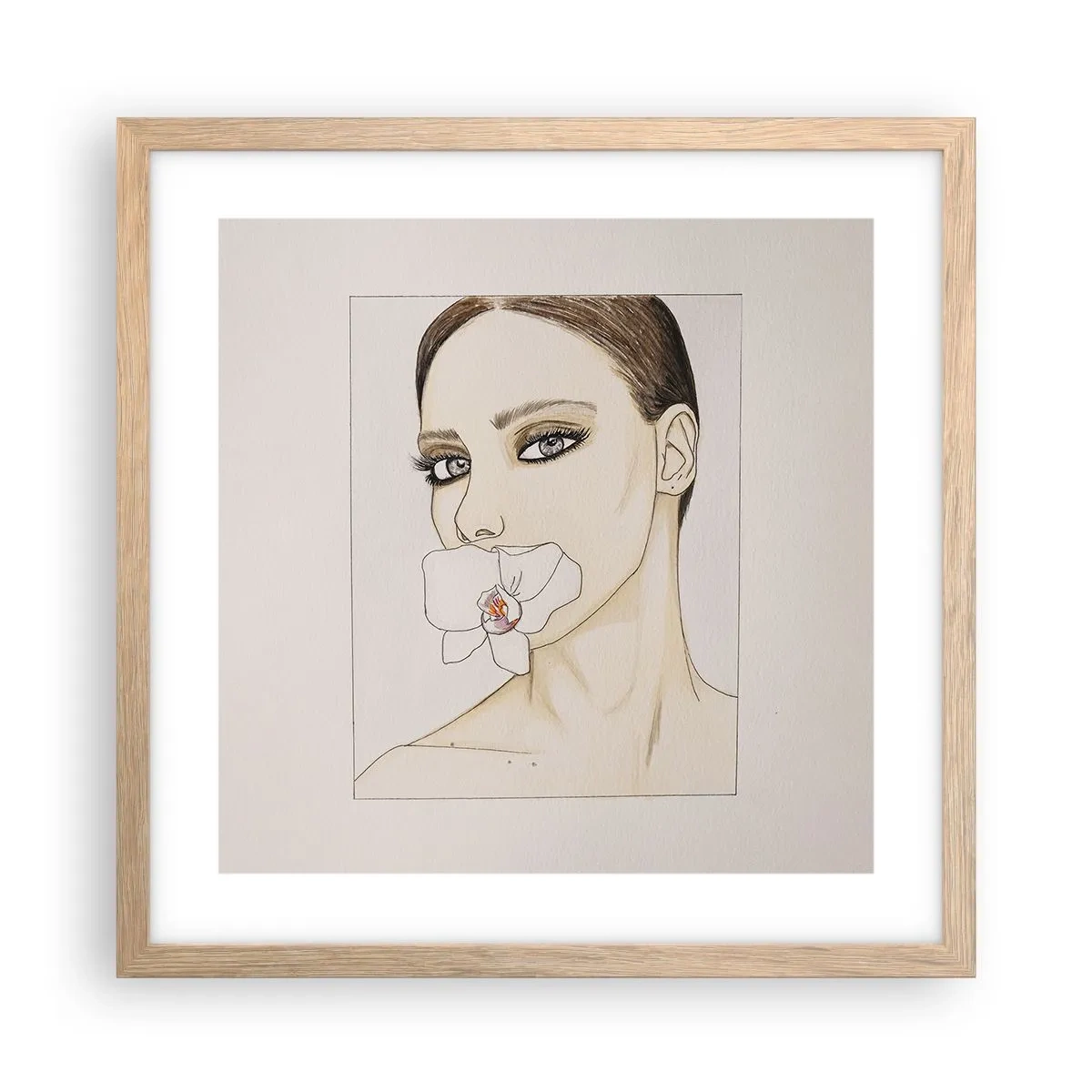 Affiche dans un chêne clair - Poster - Symbole de l'élégance et de la beauté - 40x40 cm