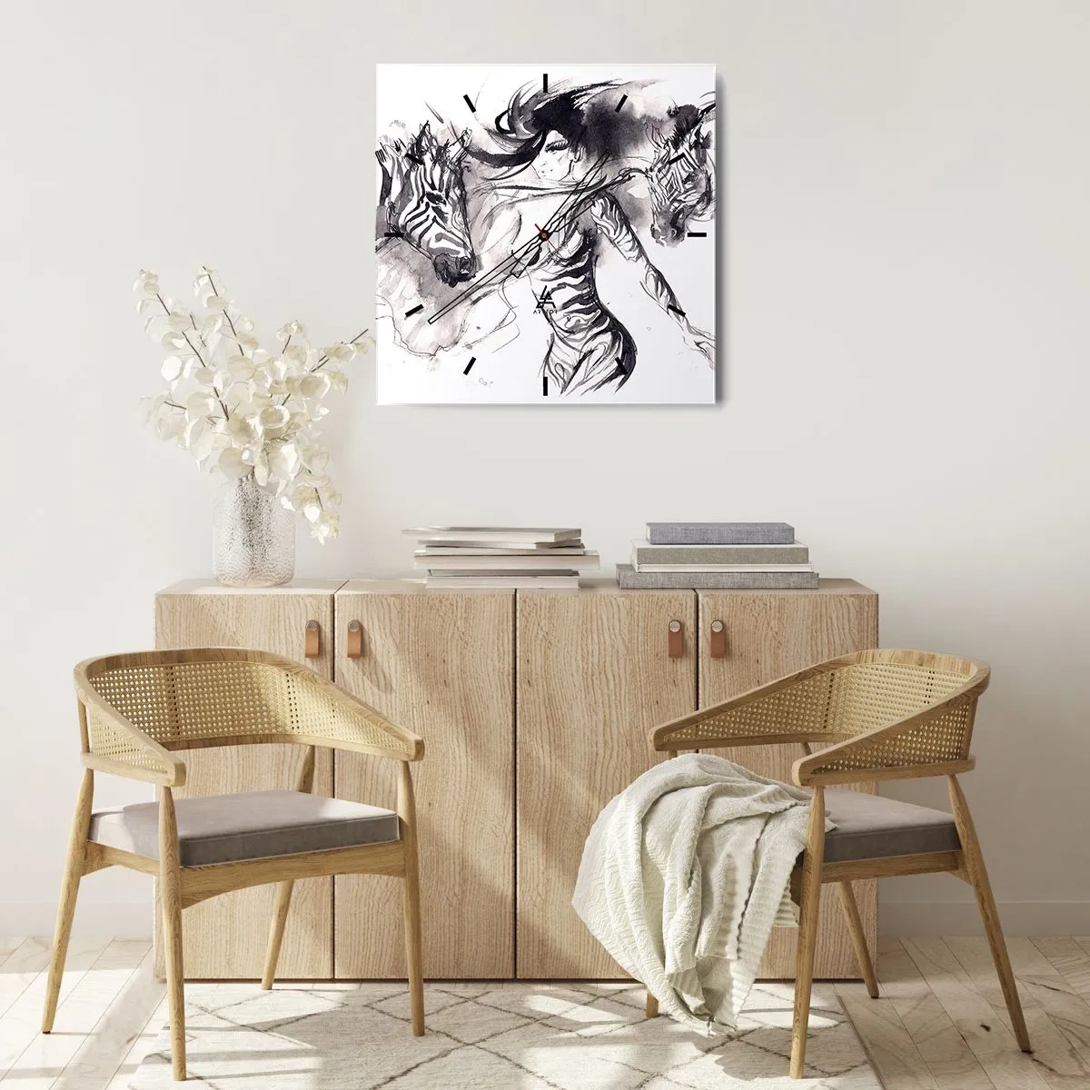 Horloge murale - Pendule murale - Danse avec les zèbres - 40x40 cm